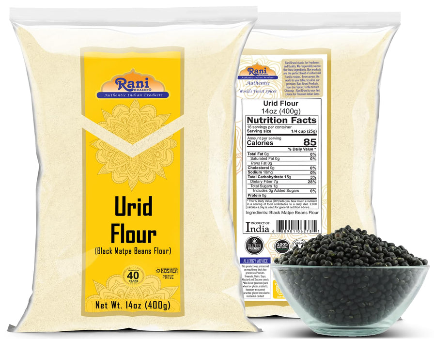 Rani Urid/Urad Flour (Black Matpe Beans Flour) 14oz (400g) ~ All Natural | Vegan | Gluten Friendly | NON-GMO | Kosher | Indian Origin