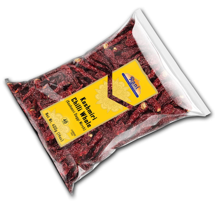 Rani Kashmiri Chilli Whole (Deggi Mirch, Low Heat) 14oz (400g) ~ Natural | Salt-Free | Vegan | No Colors | Gluten Friendly | NON-GMO | Kosher | Indian Origin