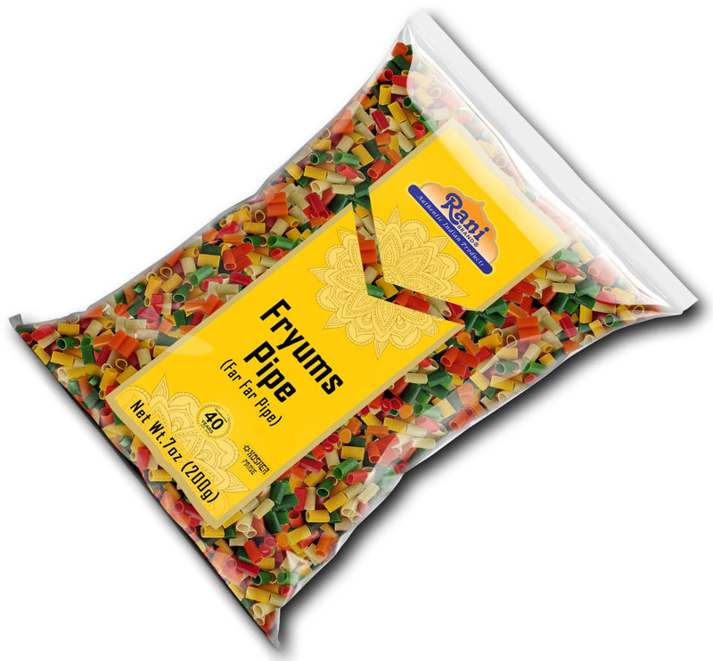 Rani Far Far / Fryums (Wheat & Tapioca Pellet) Round/Pipe Shape 7oz (200g) ~ Vegan, Kosher, Uncooked, Used to Make Papad, Bhungra / Chip Snack
