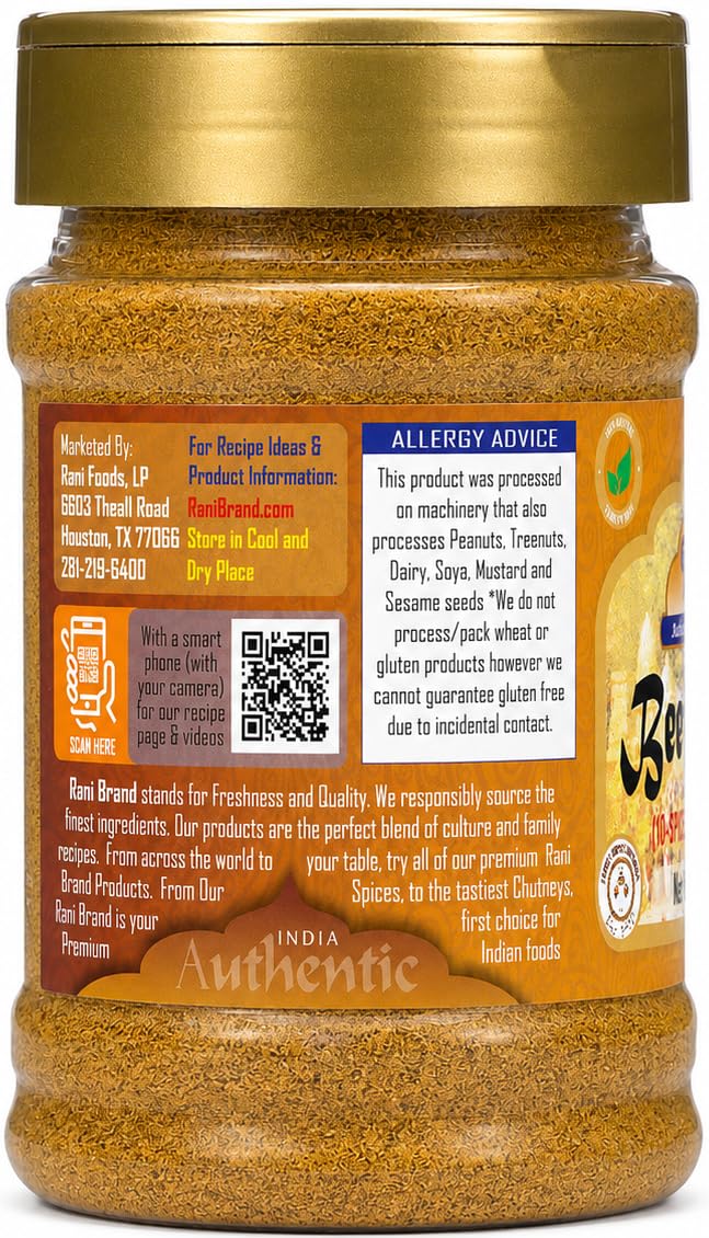 Rani Beef Curry Masala Natural 10-Spice Blend 3oz (85g) PET Jar ~ Salt Free | Vegan | Gluten Friendly | NON-GMO | No Colors | Indian Origin