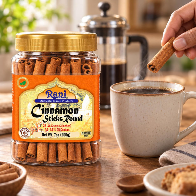 Rani Cinnamon Sticks 7oz (200g) PET Jar - 36-44 Sticks - Strong Aroma, Perfect for Baking, Cooking & Beverages | 3+ Inches Length - Cassia Saigon Cinnamon from Vietnam | Kosher