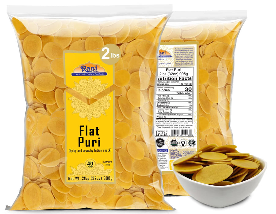 Rani Pani Puri Coins 32oz (2lbs) 907g, Bulk Pack 330-335 Coins ~ Uncooked, Microwaveable wheat and Semolina Coins ~ All Natural | Vegan | NON-GMO | Kosher