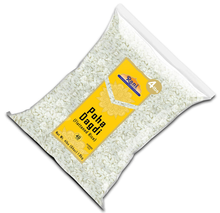 Rani Poha (Powa) Extra Thick Dagadi-Cut (Flattened Rice) 64oz (4lbs) 1.81kg Bulk ~ All Natural, Salt-Free | Vegan | Kosher | No Colors | Gluten Friendly | Indian Origin