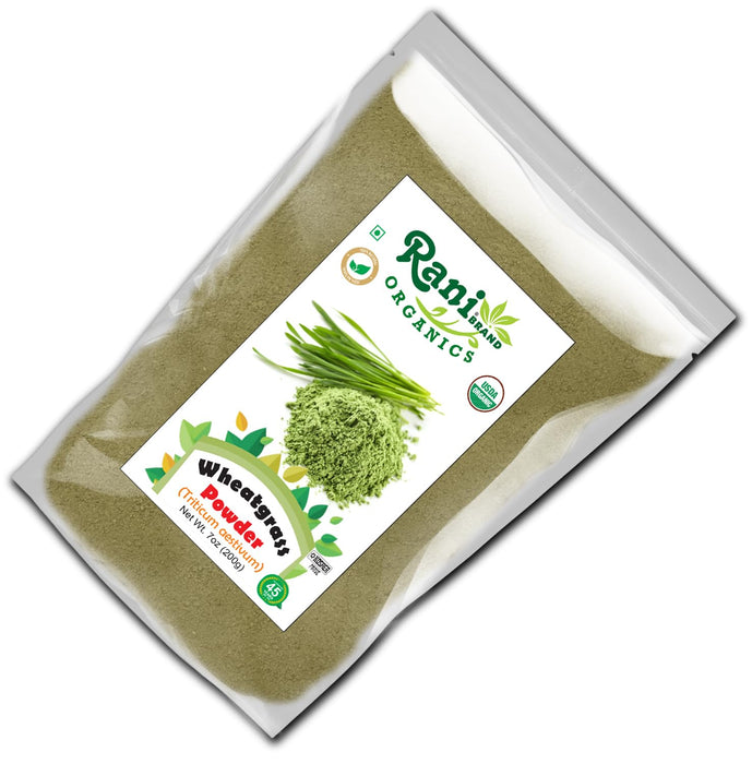 Rani Organic Wheatgrass Powder (Triticum Aestivum) 7oz (200g) ~ All Natural | No Color | Gluten Friendly | Vegan | Non-GMO | Kosher | No Salt or fillers | Indian Origin | USDA Organic Certified