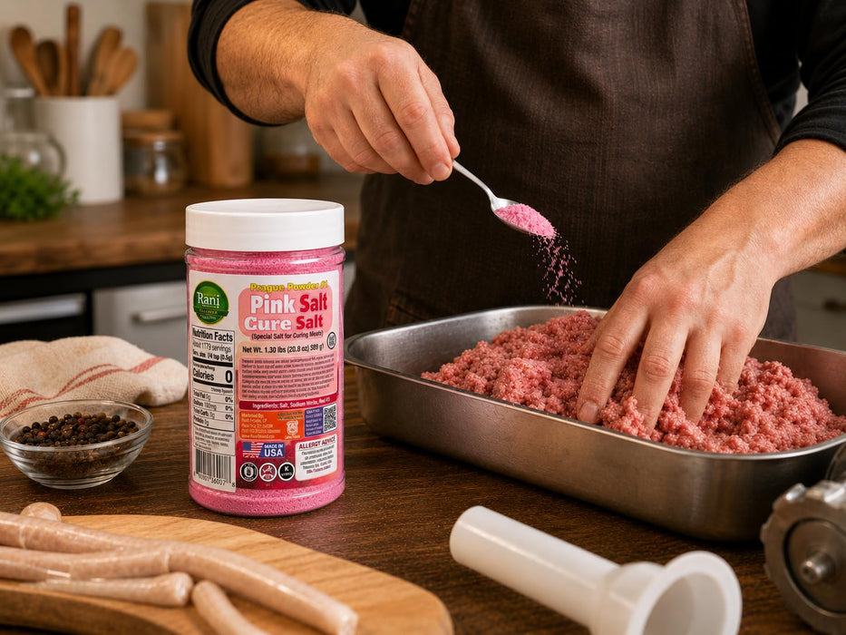 Rani Pink Cure Salt (Special Salt for Curing Meats) 20.8oz (1.3lbs) 589g PET Jar ~ Gluten Free | NON-GMO | Kosher | Vegan | Product of USA