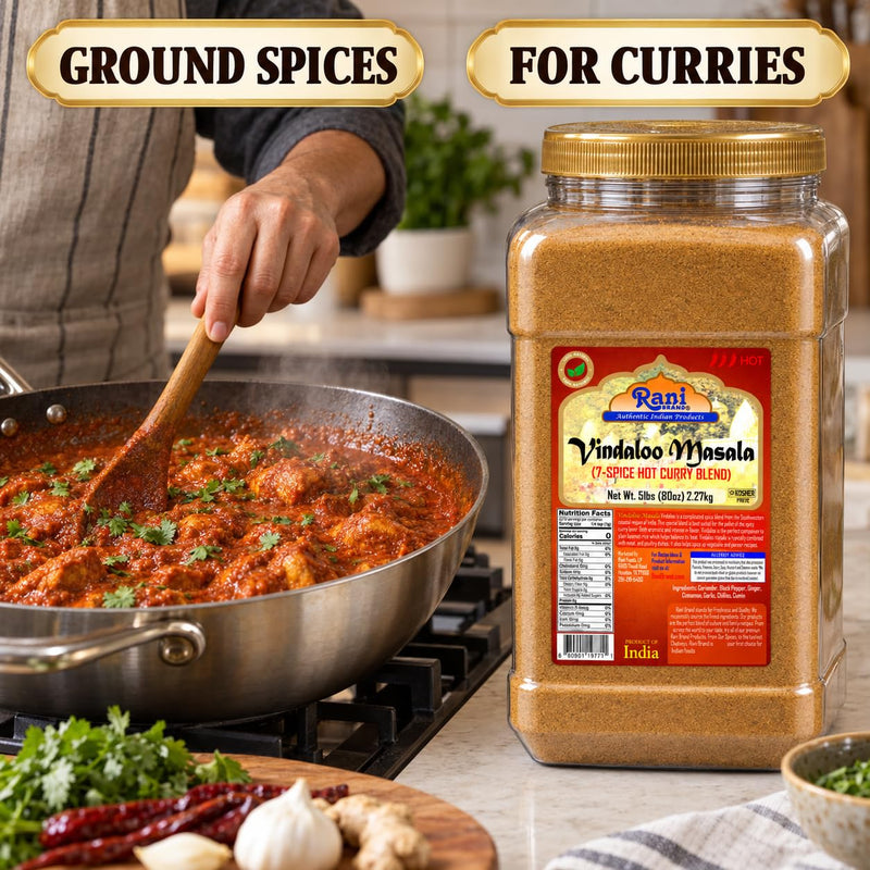 Rani Vindaloo Curry Masala Natural Indian Spice Blend 80oz (5lbs) 2.27kg Bulk PET Jar ~ Salt Free | Vegan | Gluten Friendly| NON-GMO | No colors | Indian Origin