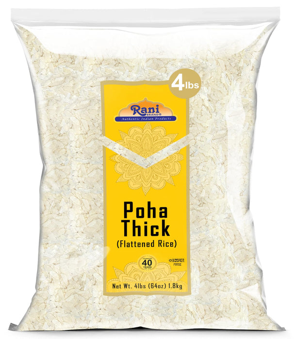 Rani Poha (Powa) Thick Medium-Cut (Flattened Rice) 64oz (4lbs) 1.81kg Bulk ~ All Natural, Salt-Free | Vegan | Kosher | No Colors | Gluten Friendly | Indian Origin