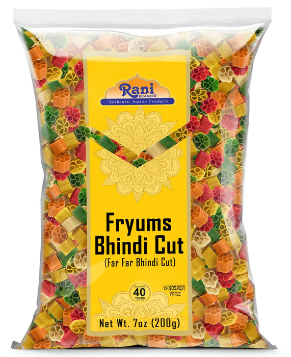 Rani Far Far / Fryums (Wheat & Tapioca Pellet) Bhindi Shape 7oz (200g) ~ Vegan, Kosher , Uncooked, Used to Make Papad, Bhungra / Chip Snack