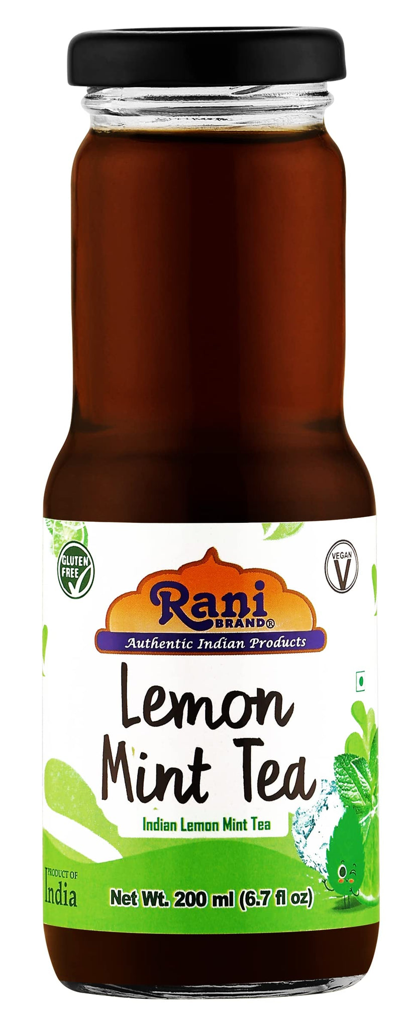 Rani Lemon Mint Tea 6.7 fl oz (200 ml) Glass Bottle, Pack of 2 ~ Indian Fruit Beverage | Vegan | Gluten Free | NON-GMO | Indian Origin