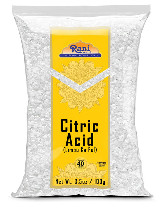 Rani Citric Acid Powder, Food Grade (Limbu Ka Ful) 3.5oz (100g) ~ Used for Cooking, Bath Bombs, Cleaning | Gluten Friendly | Kosher | Indian Origin