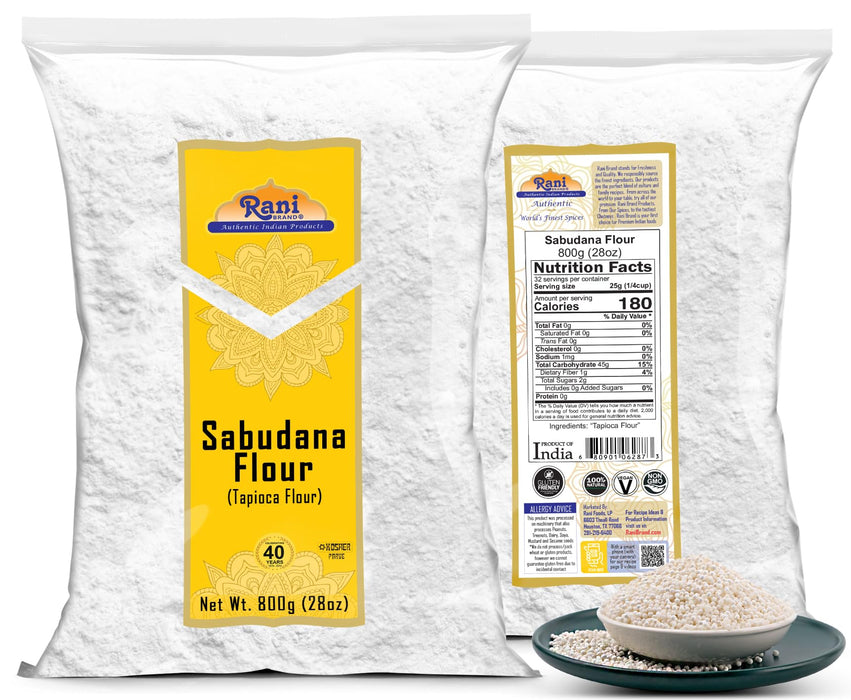 Rani Sabudana Flour (Tapioca/Sago Flour) 28oz (1.75lbs) 800g ~ All Natural | Vegan | Gluten Friendly | NON-GMO | Kosher | Indian Origin