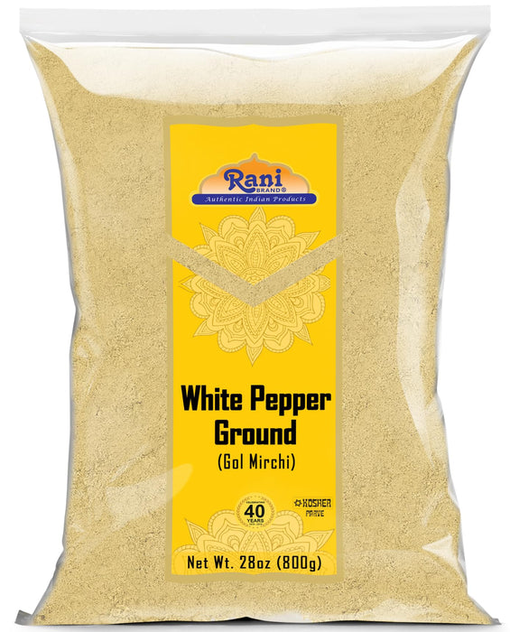 Rani White Pepper (Gol Mirch), Ground Spice 28oz (1.75lbs) 800g ~ All Natural | Vegan | Gluten Friendly | NON-GMO | Kosher | Indian Origin