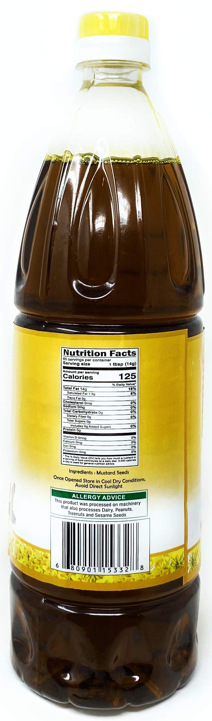 Rani Mustard Oil (Kachi Ghani) 33.8 Ounce (1 Liter) NON-GMO | Gluten Free | Vegan | 100% Natural