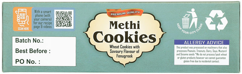 Rani Methi Cookies (Wheat Cookies with Savoury Flavour of Fenugreek) 14oz (400g) Premium Quality Indian Cookies ~ All Natural | Vegan | Non-GMO | Indian Origin