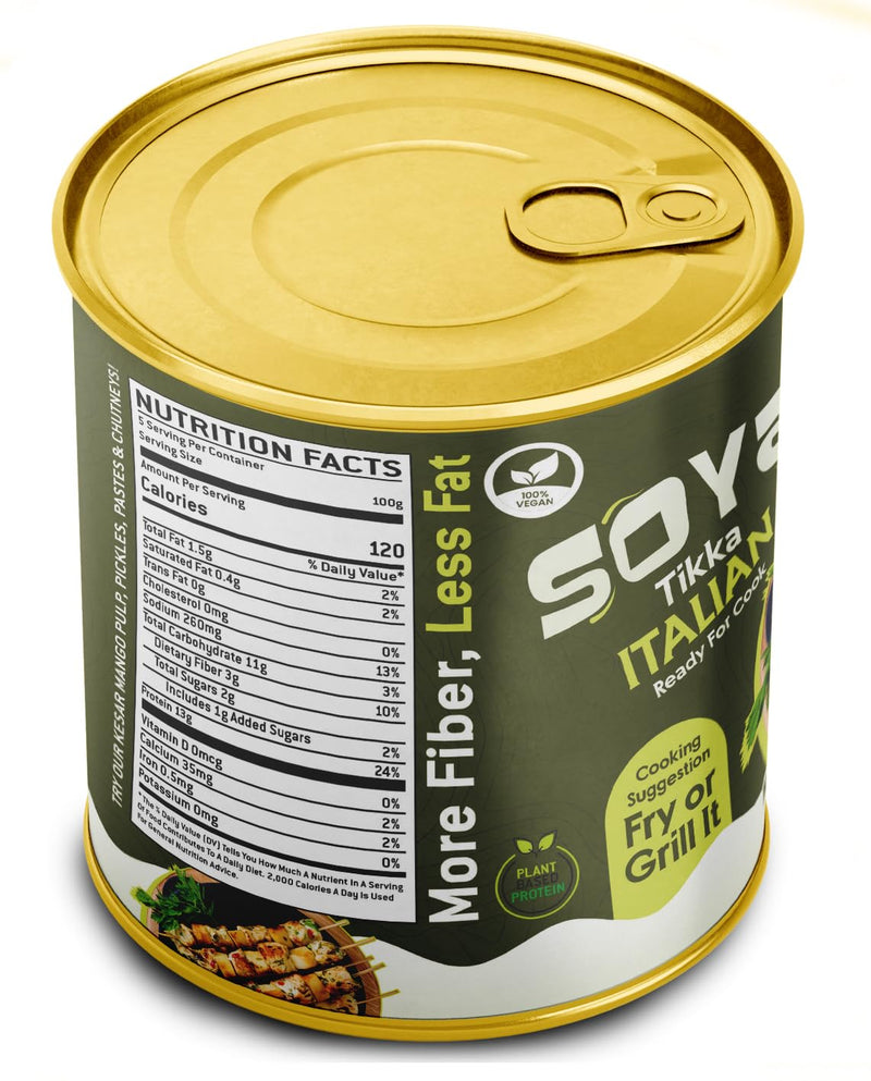 Rani Soya Tikka Italian 30oz (1.875lbs) 850g Ready for Cook ~ Easy Open Lid | All Natural | Vegan | No Colors | NON-GMO | Kosher | Indian Origin | Soy Based Meat Substitute