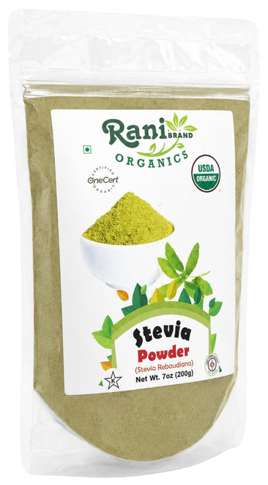 Rani Organic Stevia Powder (Stevia Rebaudiana) 7oz (200g) ~ All Natural | Vegan | Gluten Friendly | Non-GMO | Indian Origin | USDA Certified Organic