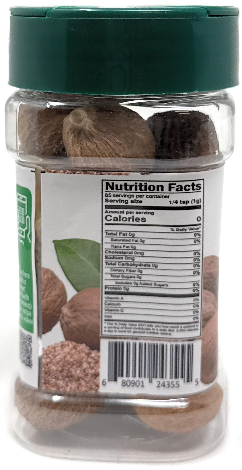Rani Organic Nutmeg (Jaiphul) Whole Spice, 17-19 Pieces, 3oz (85g) PET Jar ~ All Natural | Vegan | Gluten Friendly | NON-GMO | Kosher | Indian Origin | USDA Certified Organic