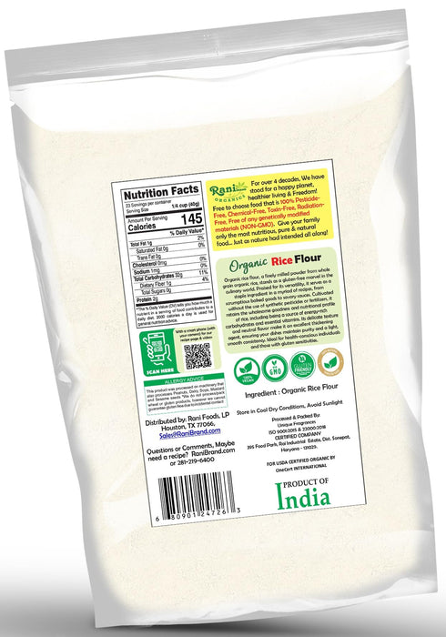 Rani Organic Rice (White) Flour 32oz (2lbs) 908g ~ All Natural | Gluten Friendly | Vegan | NON-GMO | Kosher | Indian Origin | USDA Certified Organic