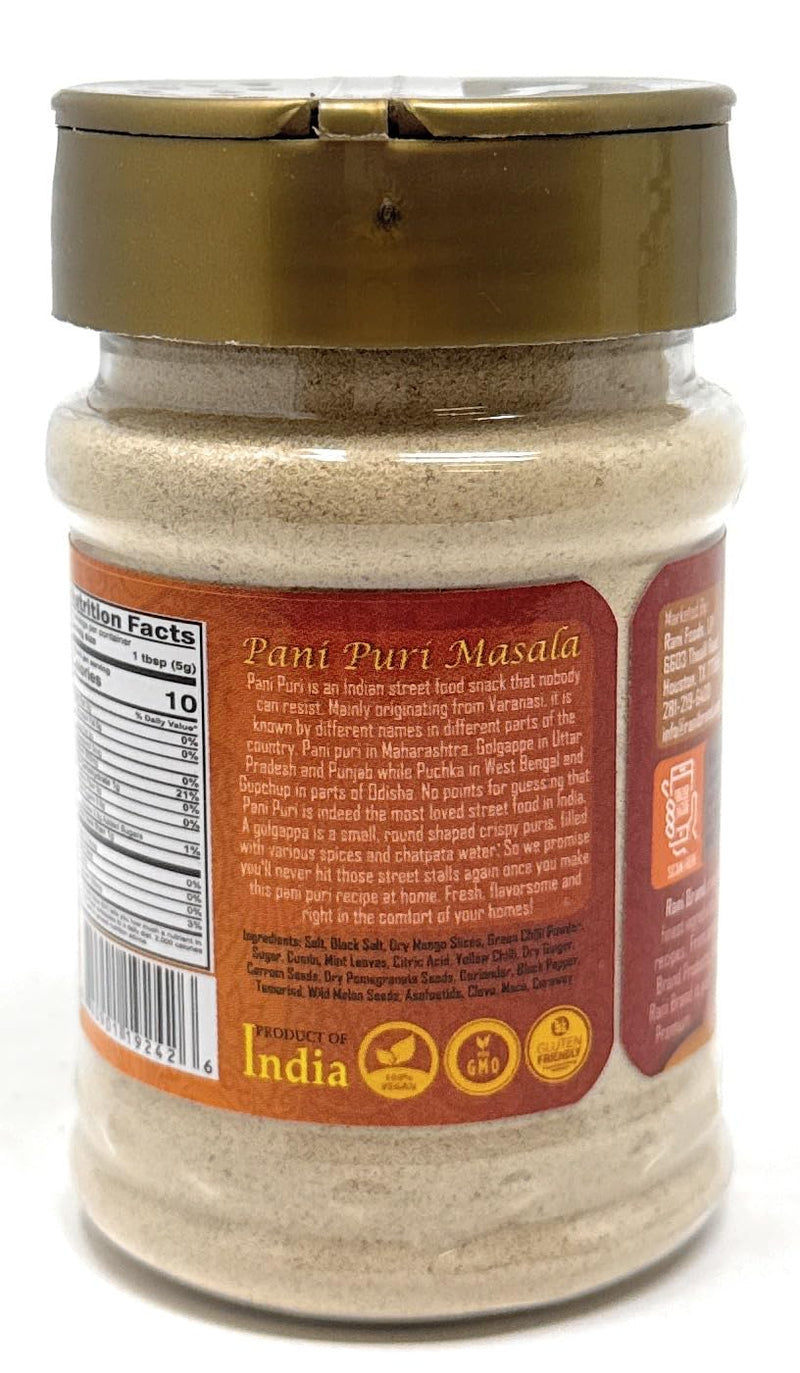 Rani Pani Puri Masala (14-Spice Blend for Indian Spicy Water) 4.2oz (120g) PET Jar ~ All Natural | Vegan | No Colors | Gluten Friendly | NON-GMO | Kosher | Indian Origin, gol gappa