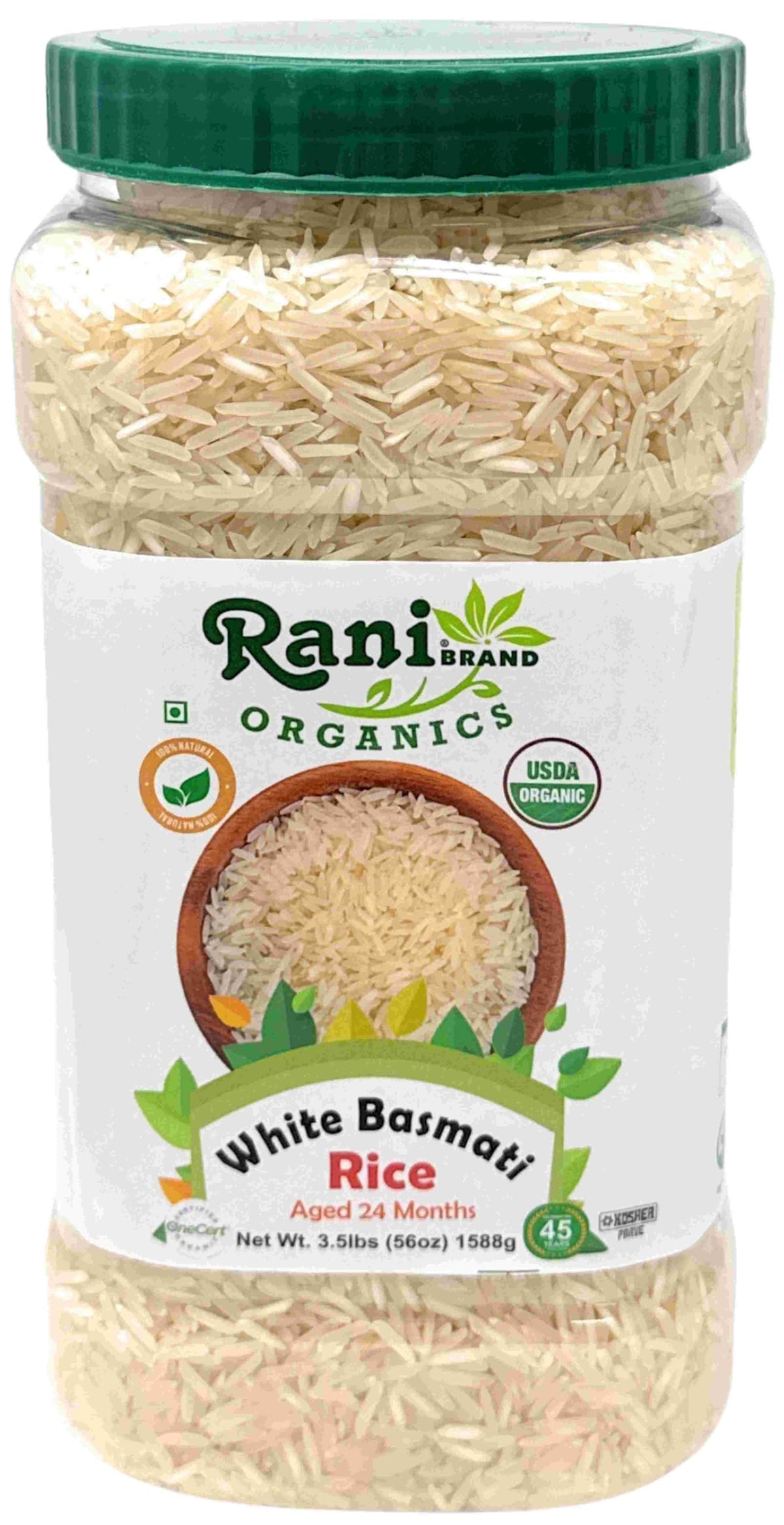 Rani Organic Platinum White Basmati Rice Extra Long Aged 56oz (3.5lbs ...