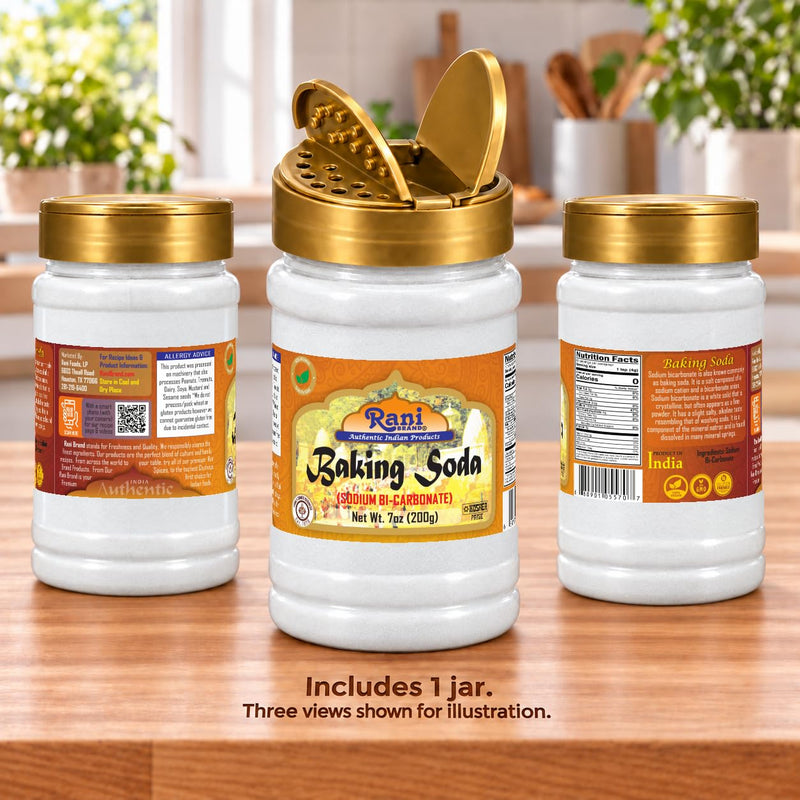 Rani Baking Soda (SODIUM BI-CARBONATE) 7oz (200g) PET Jar ~ Used for cooking, NON-GMO | Indian Origin | Gluten Friendly