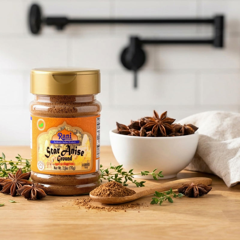 Rani Star Anise Powder (Badian Khatai) Ground Spice 2.5oz (70g) PET Jar ~ All Natural | Gluten Friendly | NON-GMO | Kosher | Vegan | Indian Origin