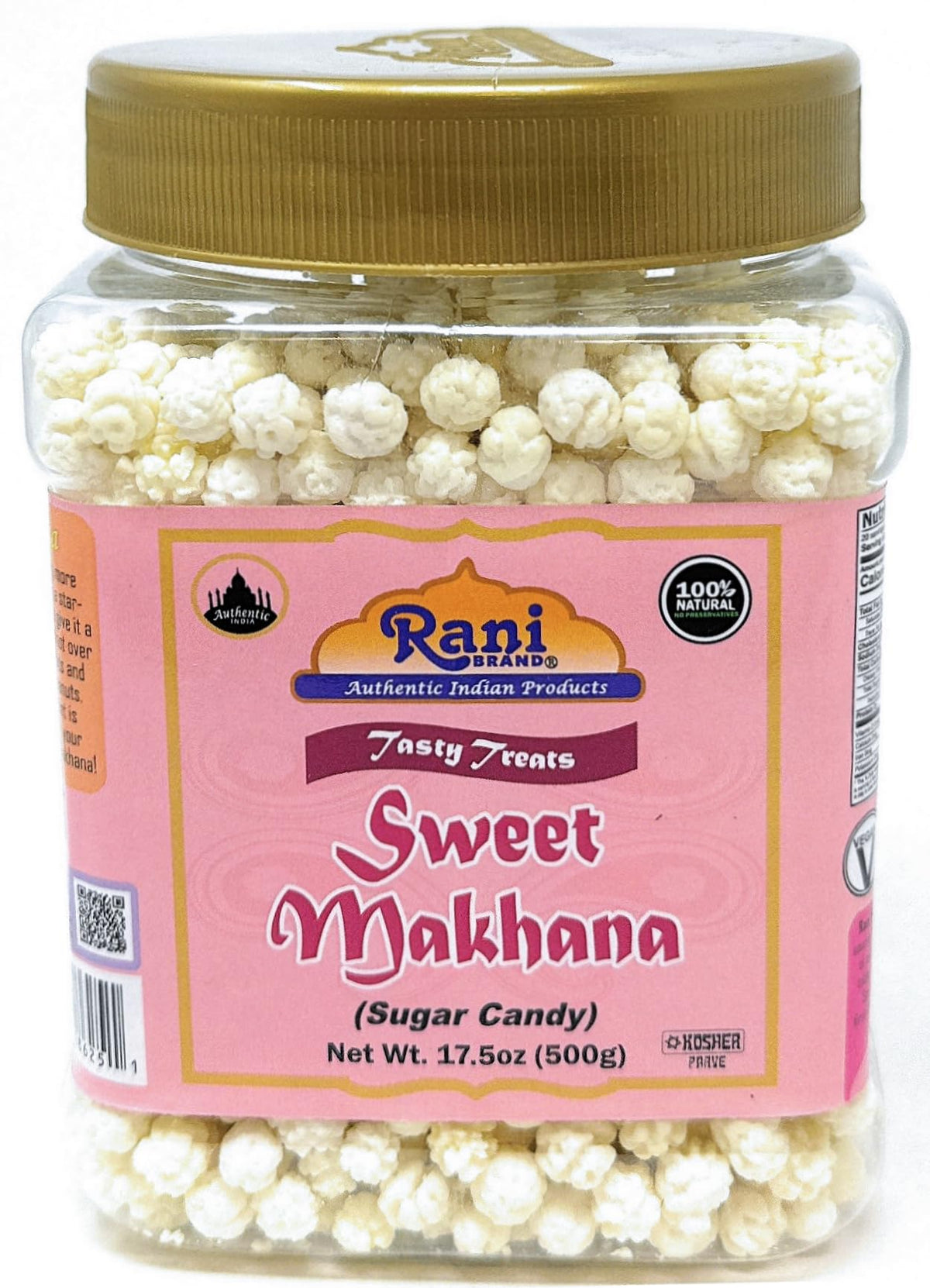 Rani Sweet Makhana (Sugar Candy) 17.5oz (1.1lbs) 500g PET Jar