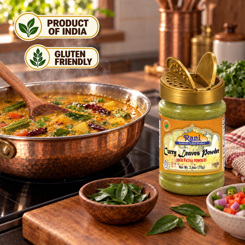 Rani Curry Leaves Powder (Kari Neem Patha) Indian Spice 2.4oz (70g) ~ All Natural | Vegan | Gluten Friendly | NON-GMO | Indian Origin