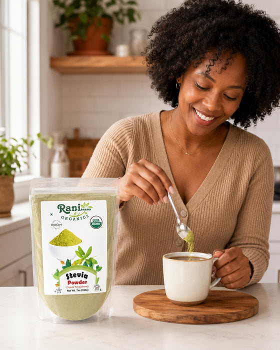 Rani Organic Stevia Powder (Stevia Rebaudiana) 7oz (200g) ~ All Natural | Vegan | Gluten Friendly | Non-GMO | Indian Origin | USDA Certified Organic