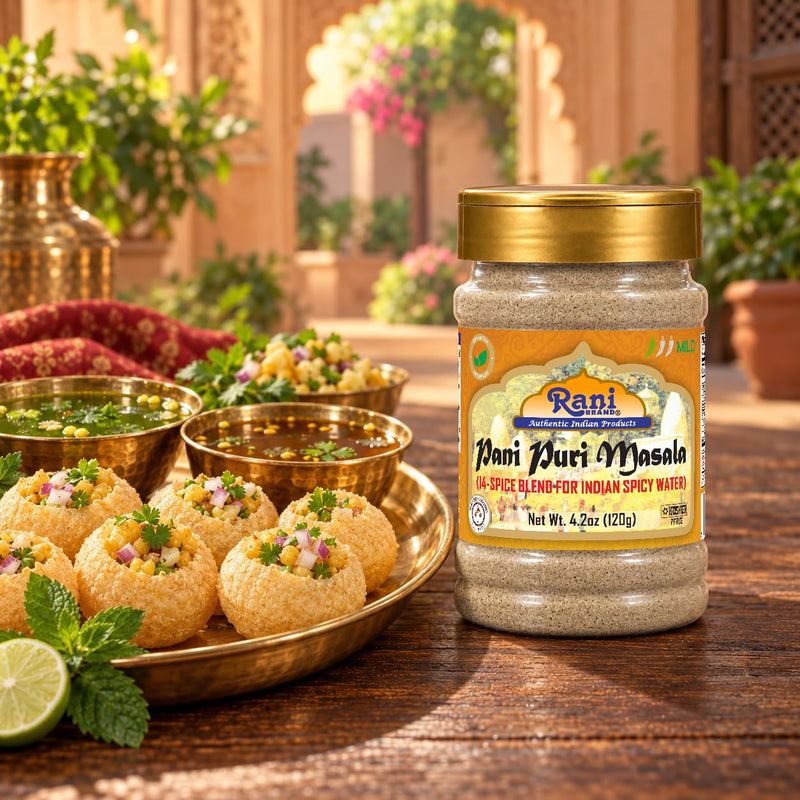 Rani Pani Puri Masala (14-Spice Blend for Indian Spicy Water) 4.2oz (120g) PET Jar ~ All Natural | Vegan | No Colors | Gluten Friendly | NON-GMO | Kosher | Indian Origin, gol gappa