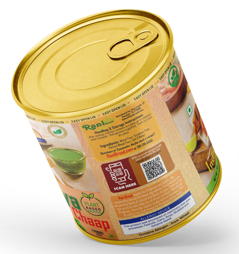 Rani Soya Chaap (Plant Based Protein) 30oz (1.875lbs) 850g ~ Easy Open Lid | All Natural | Vegan | No Colors | NON-GMO | Kosher | Indian Origin | Soy Based Meat Substitute