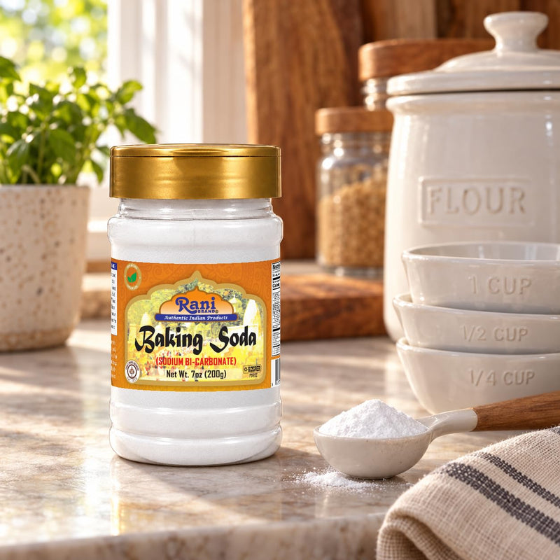 Rani Baking Soda (SODIUM BI-CARBONATE) 7oz (200g) PET Jar ~ Used for cooking, NON-GMO | Indian Origin | Gluten Friendly
