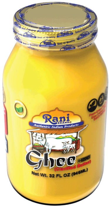 Rani Ghee Pure & Natural from Grass Fed Cows (Clarified Butter) 32oz (2lbs) 908g ~ Glass Jar | Keto Friendly | Gluten Free | Kosher | Product of USA