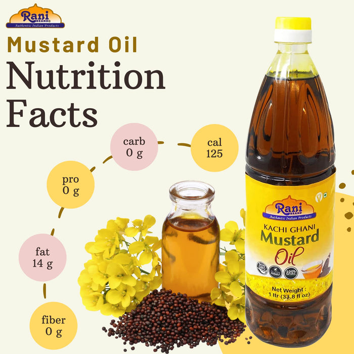 Rani Mustard Oil (Kachi Ghani) 6.76 Ounce (200ml) NON-GMO | Gluten Free | Kosher | Vegan | 100% Natural