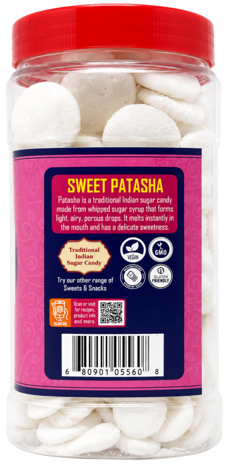 Rani Sweet Patasha (Indian Sugar Drop Candy) 17.5oz (1.1lbs) 500g PET Jar ~ Vegan | Gluten Friendly | NON-GMO | Kosher | Indian Origin