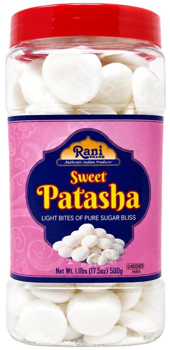 Rani Sweet Patasha (Indian Sugar Drop Candy) 17.5oz (1.1lbs) 500g PET Jar ~ Vegan | Gluten Friendly | NON-GMO | Kosher | Indian Origin