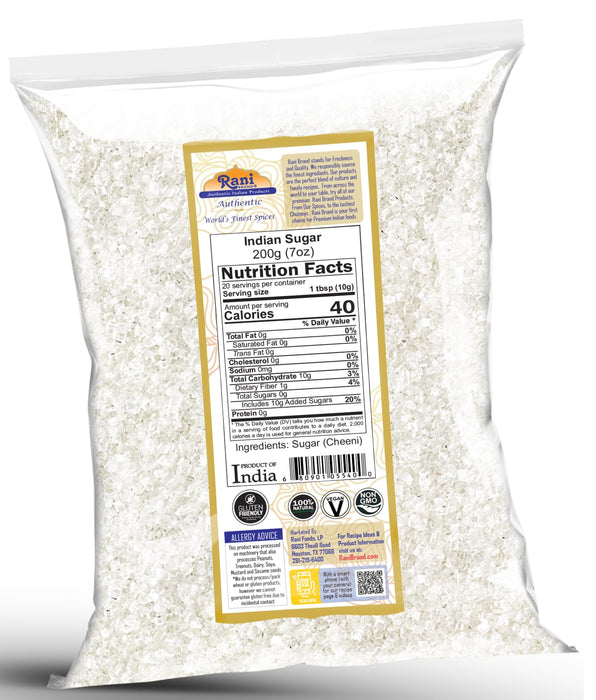 Rani Indian Sugar (Cheeni) 7oz (200g) ~ All Natural | Gluten Friendly | No Colors | Vegan | Indian Origin