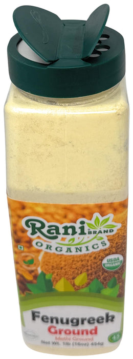 Rani Organic Fenugreek (Methi) Seeds Ground Powder 16oz (1lb) 454g Jar, Trigonella foenum graecum ~ All Natural | Vegan | Gluten Friendly | Non-GMO | Kosher | Indian Origin | USDA Certified Organic