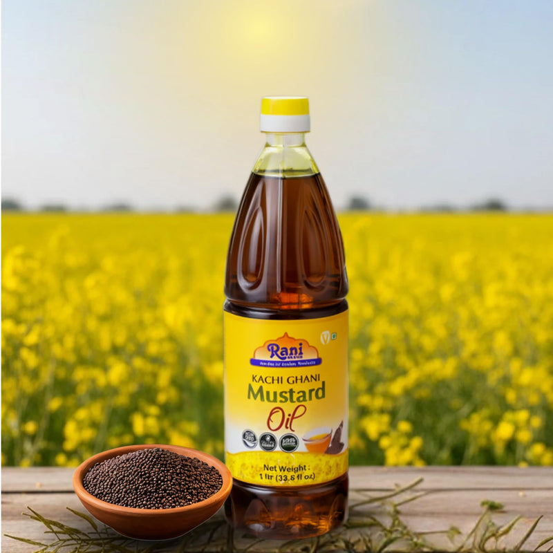 Rani Mustard Oil (Kachi Ghani) 33.8 Ounce (1 Liter) NON-GMO | Gluten Free | Vegan | 100% Natural