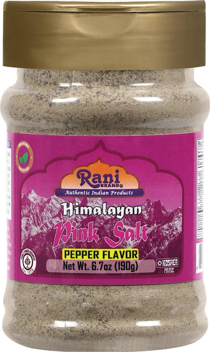 Rani Himalayan Pink Salt Pepper Flavor (84 Essential Trace Minerals) 6.7oz (190g) PET Jar ~ All Natural | Vegan | Gluten Friendly | NON-GMO | Indian Origin