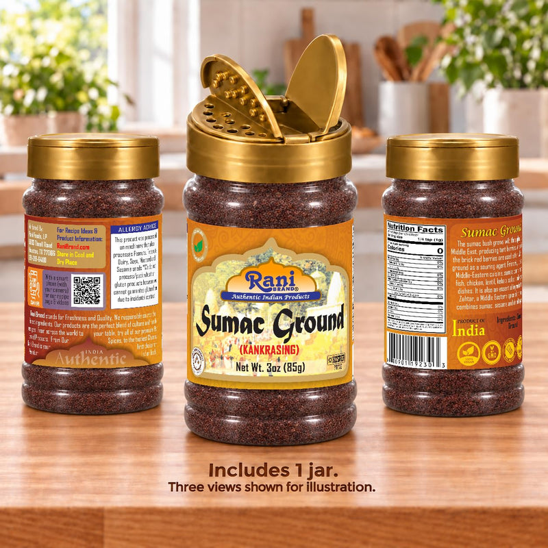 Rani Sumac (Sumak) Spice Ground Powder 3oz (85g) PET Jar ~ All Natural, Salt-Free | Vegan | No Colors | Gluten Friendly | NON-GMO