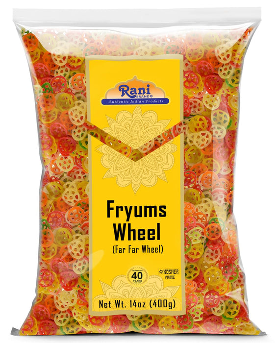 Rani Far Far / Fryums (Wheat & Tapioca Pellet) Wheel Shape 14oz (400g) ~ Vegan, Kosher, Uncooked, Used to Make Papad, Bhungra / Chip Snack