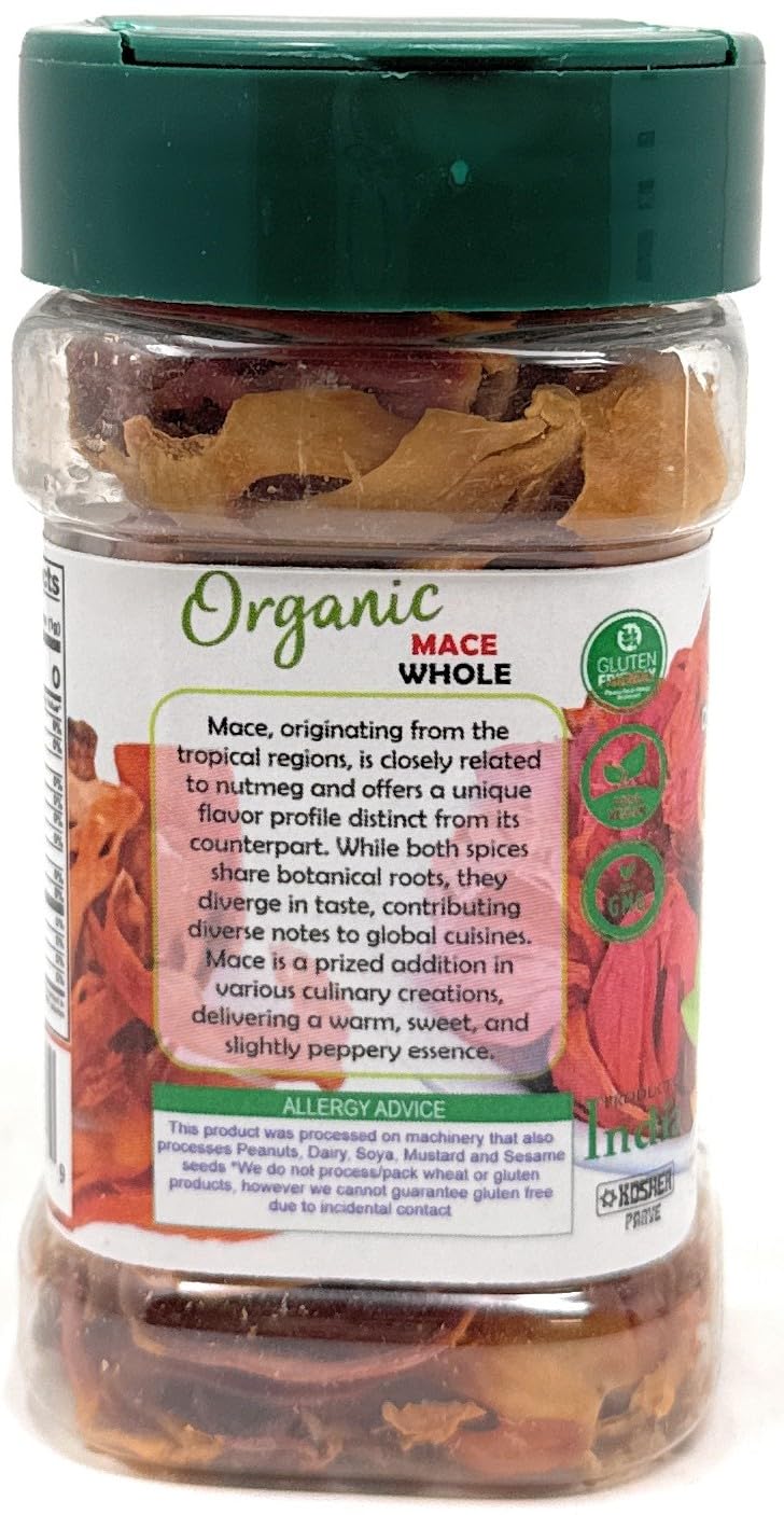 Rani Organic Mace Whole (Javathri), Spice 1oz (28g) PET Jar ~ All Natural | Vegan | Gluten Friendly | NON-GMO | Kosher | Indian Origin | USDA Certified Organic