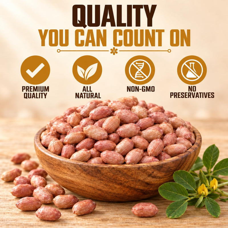 Rani Peanuts, Raw Whole With Skin (uncooked, unsalted) 14oz (400g) ~ All Natural | Vegan | Gluten Friendly | Kosher | Fresh Product of USA ~ Spanish Grade Groundnut / Red-skin