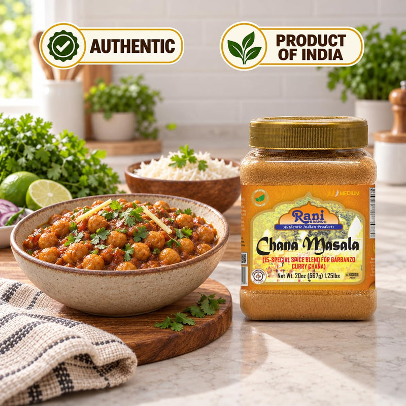 Rani Chana Masala (Garbanzo Curry 15-Spice Blend) 20oz (1.25lbs) 567g PET Jar ~ All Natural | Vegan | No Colors | Gluten Friendly | NON-GMO | Kosher | Indian Origin