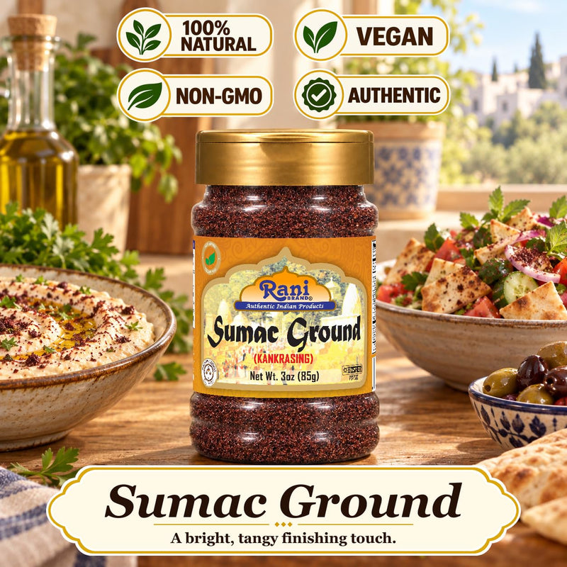 Rani Sumac (Sumak) Spice Ground Powder 3oz (85g) PET Jar ~ All Natural, Salt-Free | Vegan | No Colors | Gluten Friendly | NON-GMO