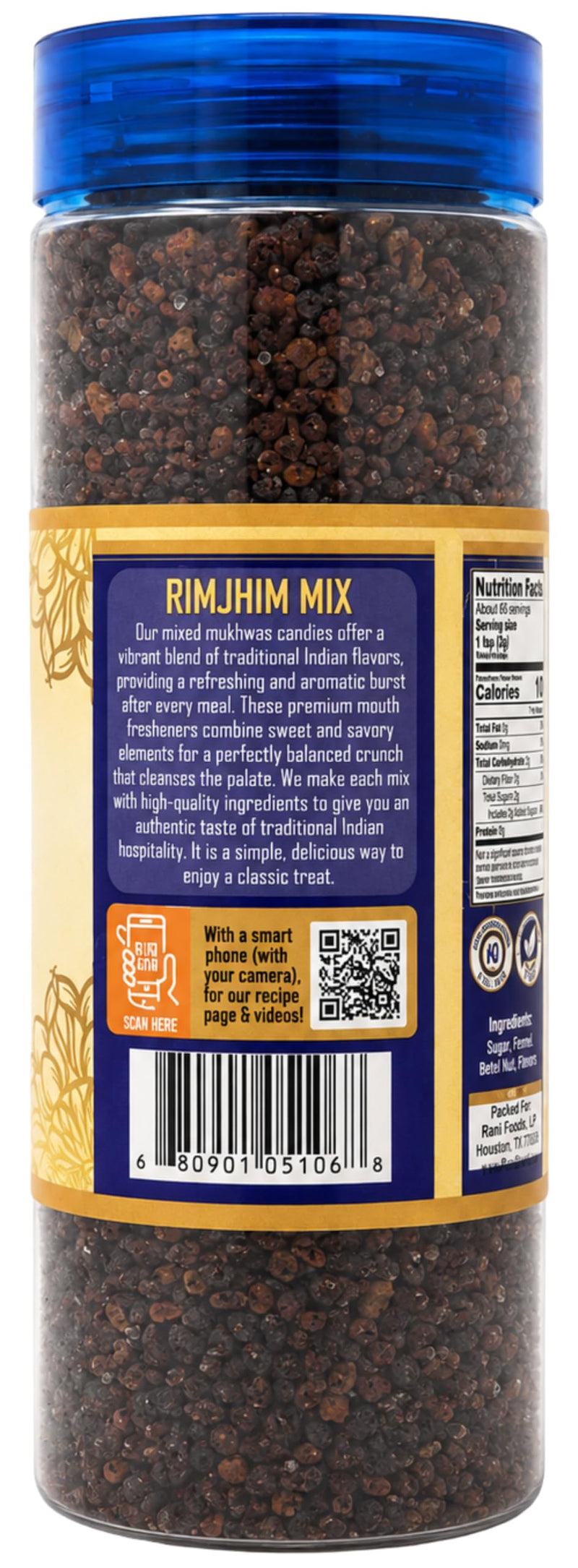 Rani Rimjhim Mix (Premium Mouth Freshener) 7oz (200g) PET Jar, After meal Candy ~ Indian Tasty Treats | Vegan | Gluten Friendly | NON-GMO | Indian Origin