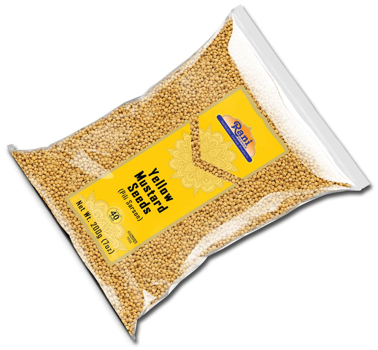 Rani Yellow Mustard Seeds Whole Spice 7oz (200g) ~ All Natural | Vegan | Gluten Friendly | NON-GMO | Kosher | Indian Origin