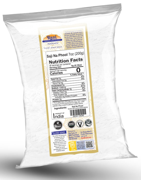 Rani Saji Na Phool (Soda Bi-Carbonate) 7oz (200g) ~ Used for cooking, NON-GMO | Indian Origin | Kosher | Gluten Friendly