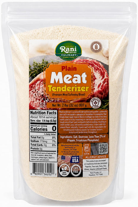 Rani Plain Meat Tenderizer (Premium Meat Softening Blend) 32oz (2lbs) 908g ~ Gluten Free | NON-GMO | Kosher | Vegan | Product of USA